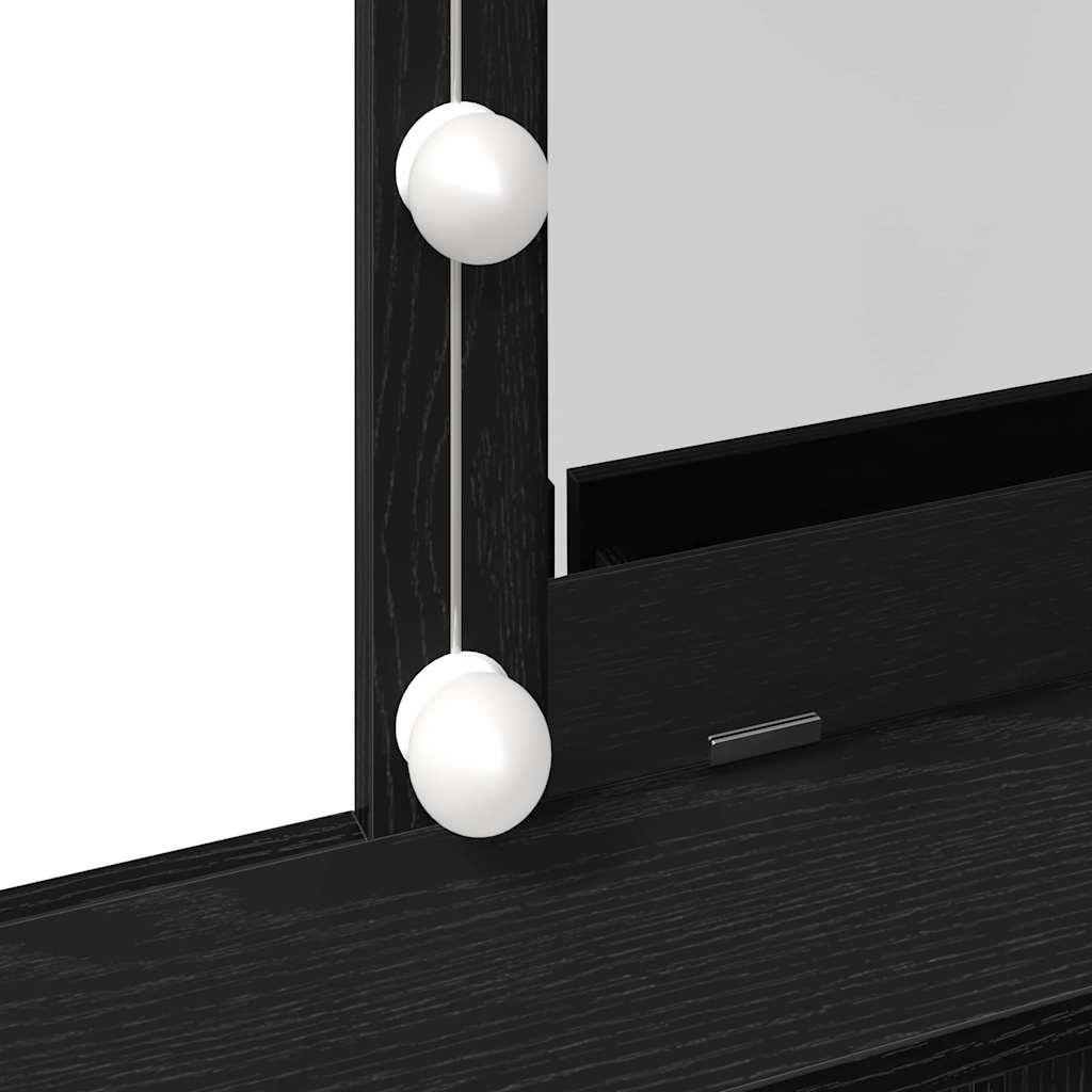 Sminkebord Svart Eik Speil LED