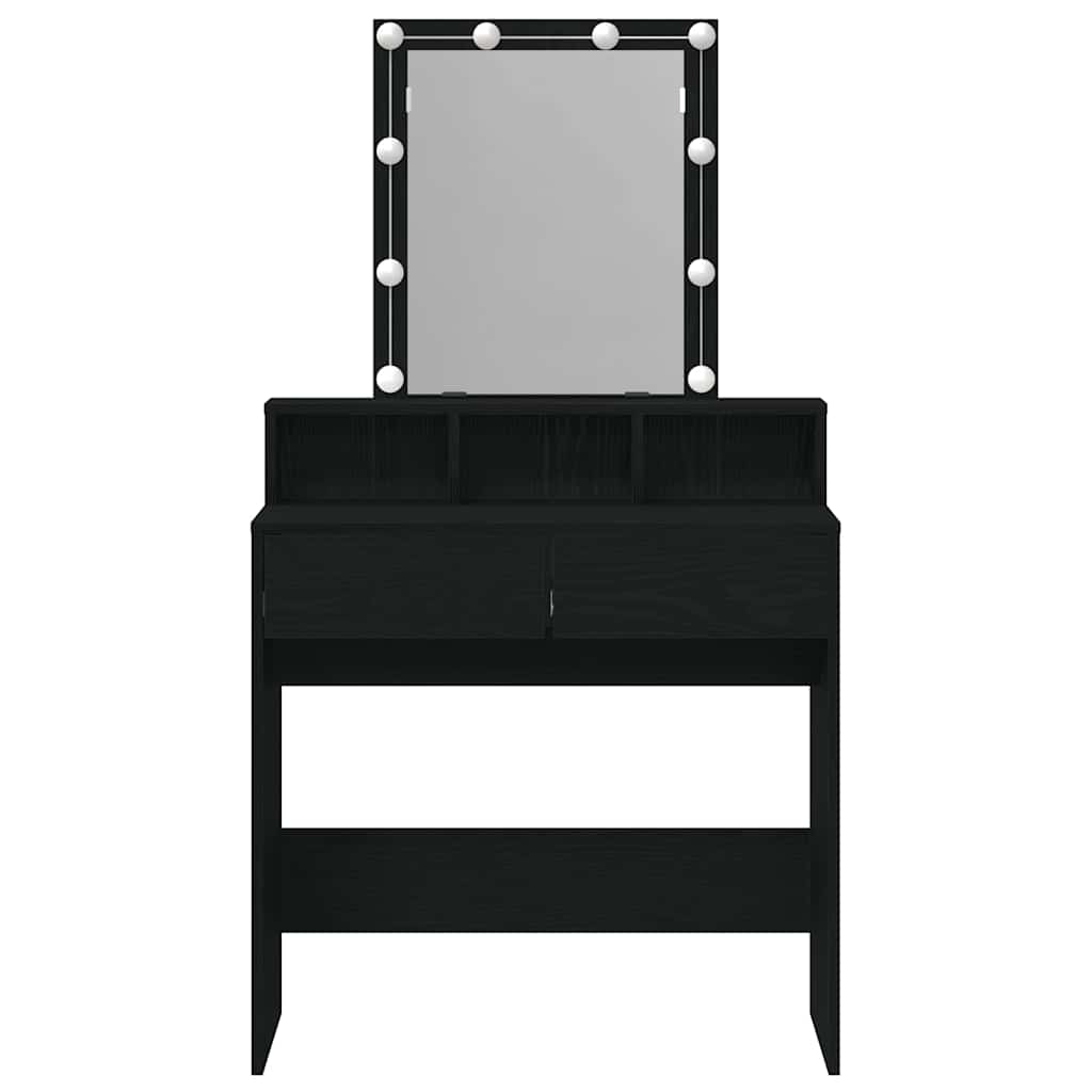 Sminkebord Svart Eik Speil LED