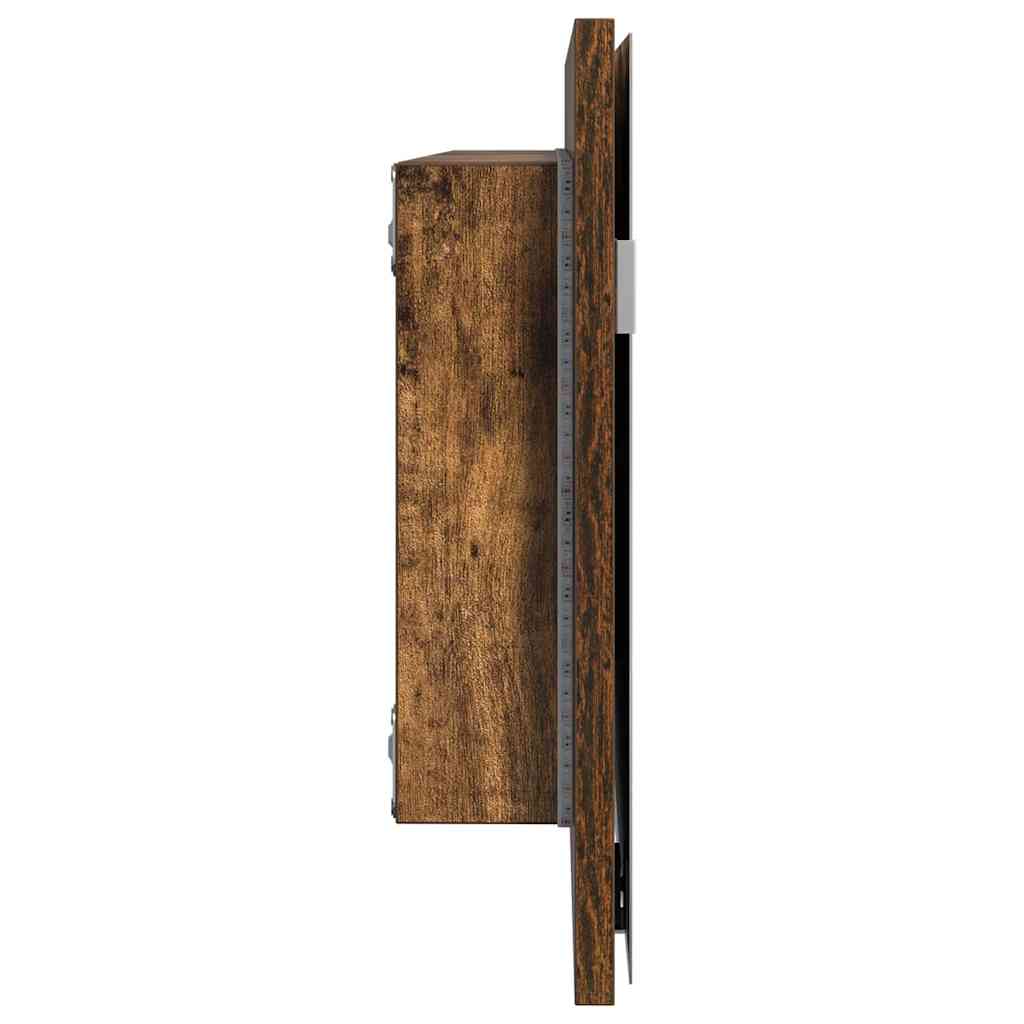 Baderom Speilskap med LED Lys Røkt Eik 80x37 cm