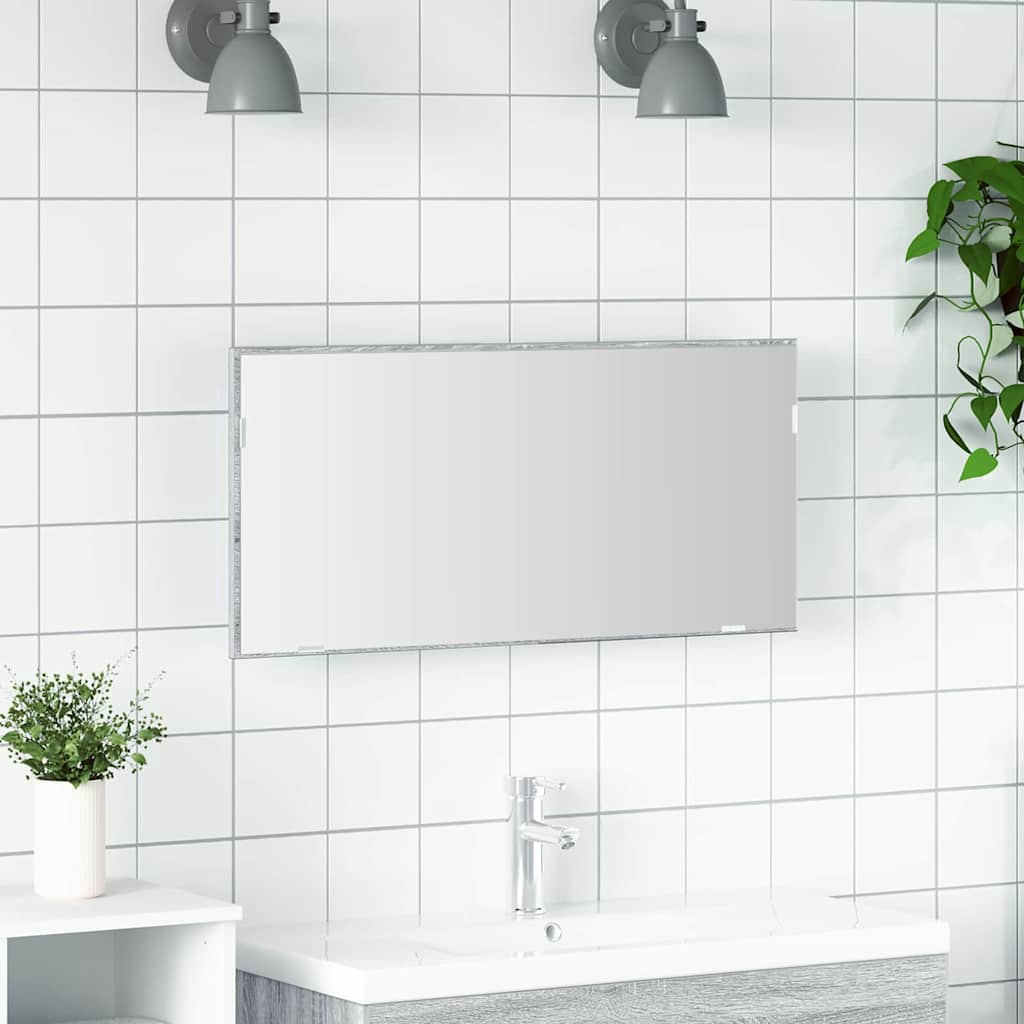 Badspeilskap med LED-lampe Grå Sonoma 80x37 cm