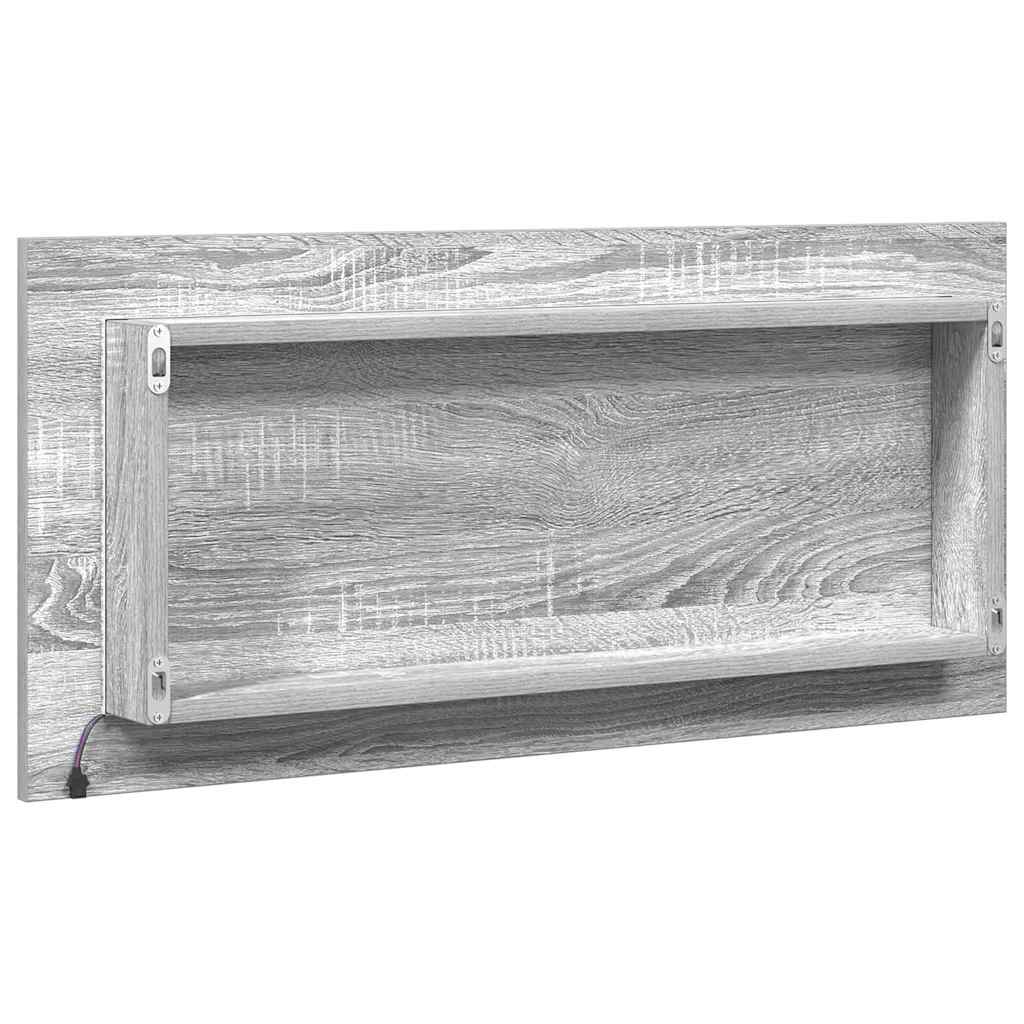 Badspeilskap med LED-lampe Grå Sonoma 80x37 cm