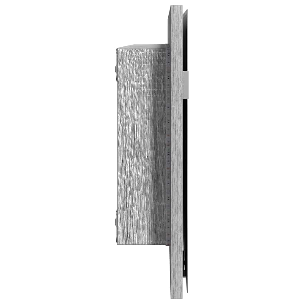 Badspeilskap med LED-lampe Grå Sonoma 80x37 cm