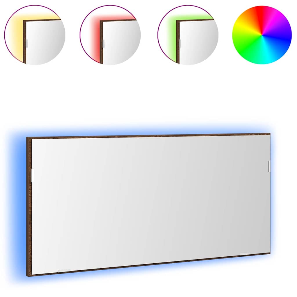 Baderom Speilskap med LED Lys Brun Eik 80x37 cm