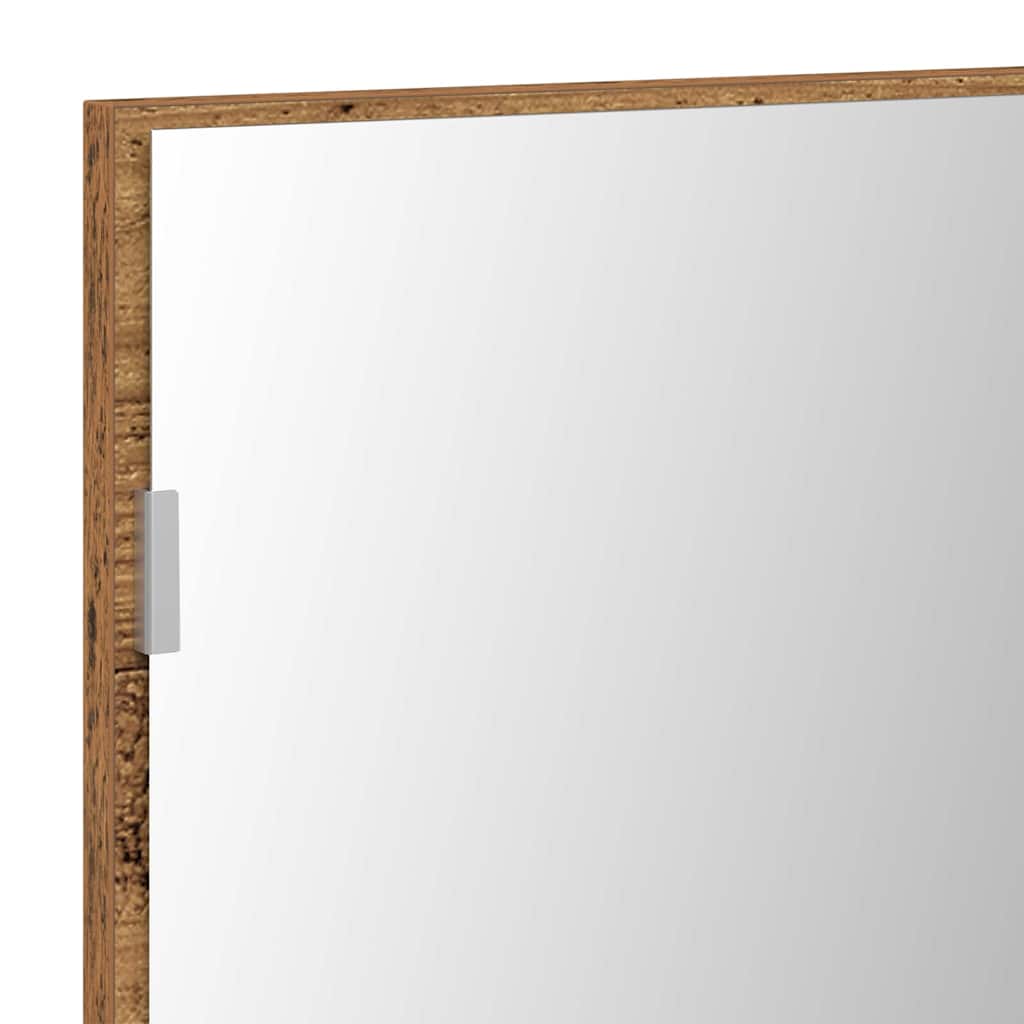 Badspeilskap med LED-lys Gammelt tre 80x37 cm