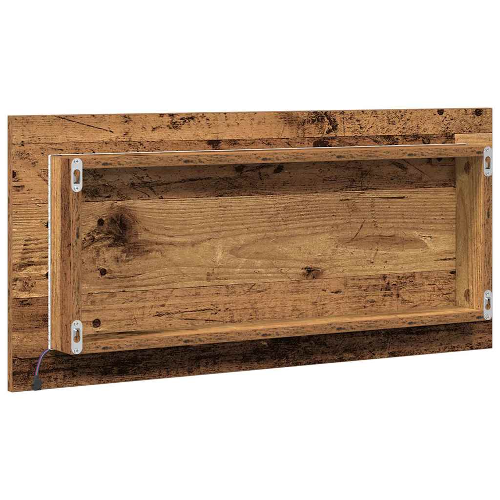 Badspeilskap med LED-lys Gammelt tre 80x37 cm