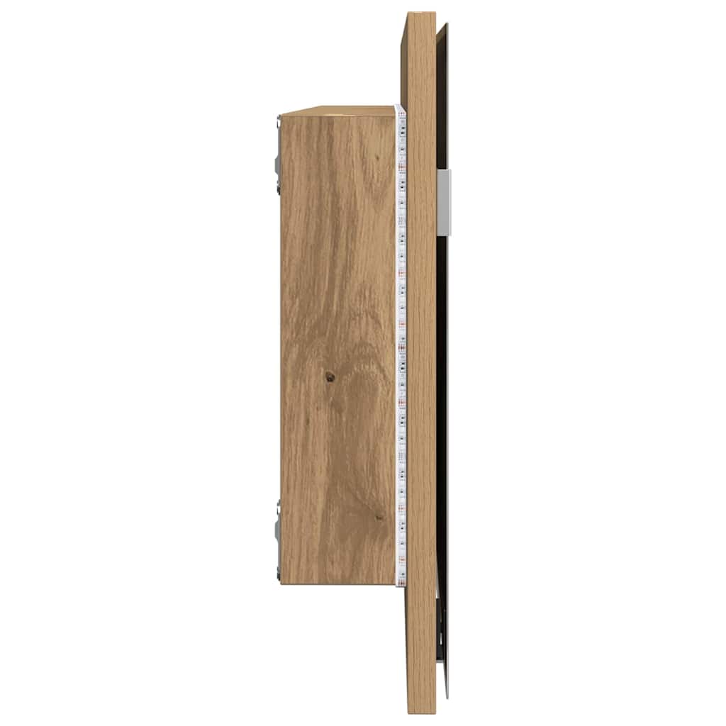 Baderomsspeilskap med LED Lys Eik 80x37 cm