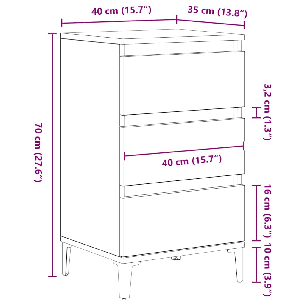 Nattbord Sengbord Artisan Eik 40x35x70 cm