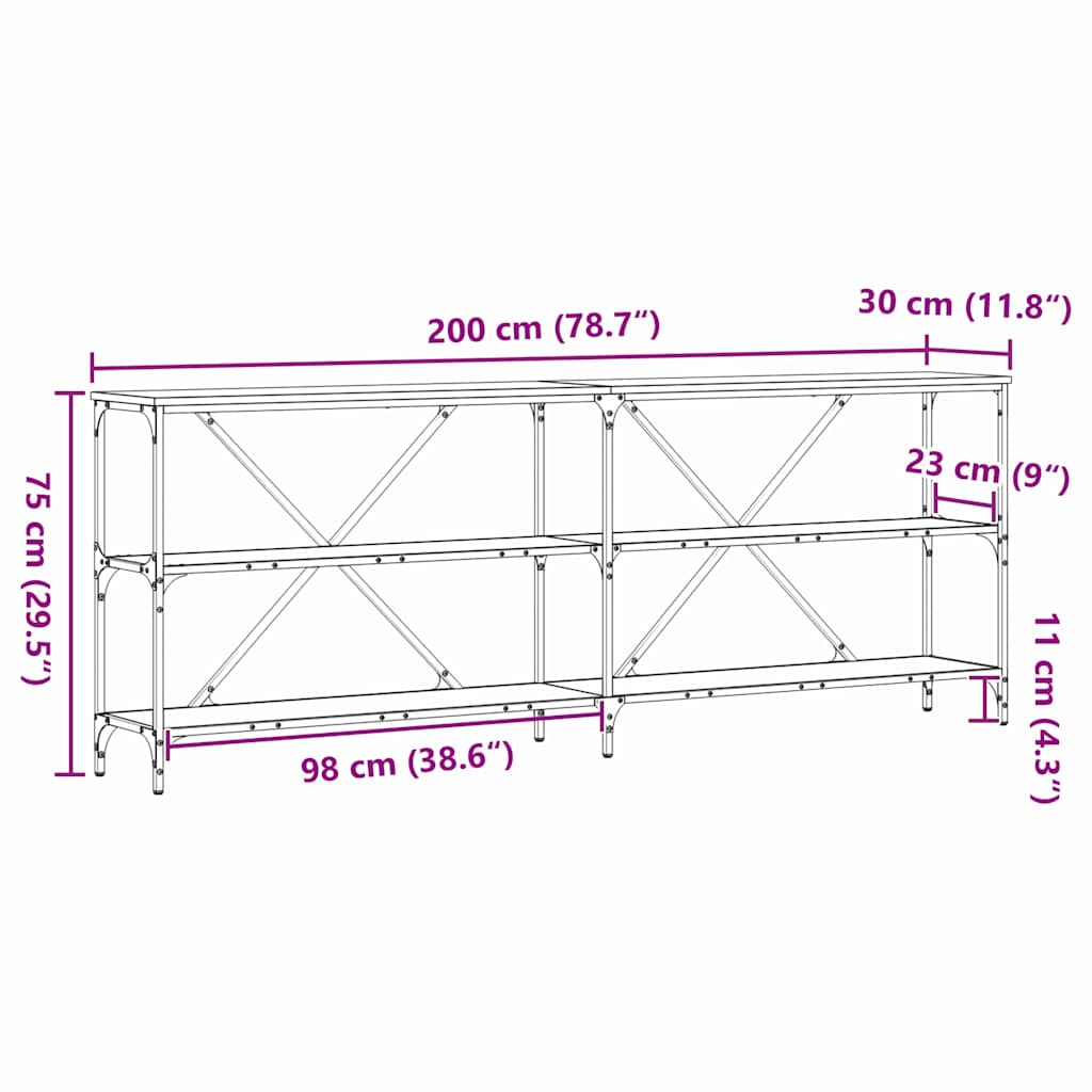 Avlastningsbord Konsollbord Gammelt Tre 200 x 30 x 75 cm