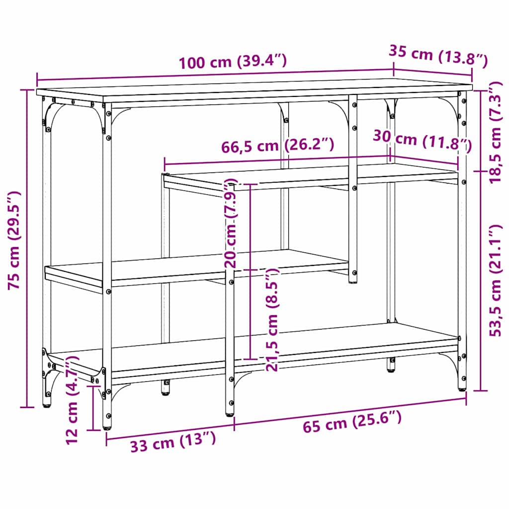 Avlastningsbord konsollbord Artisan Eik 100 x 35 x 75 cm