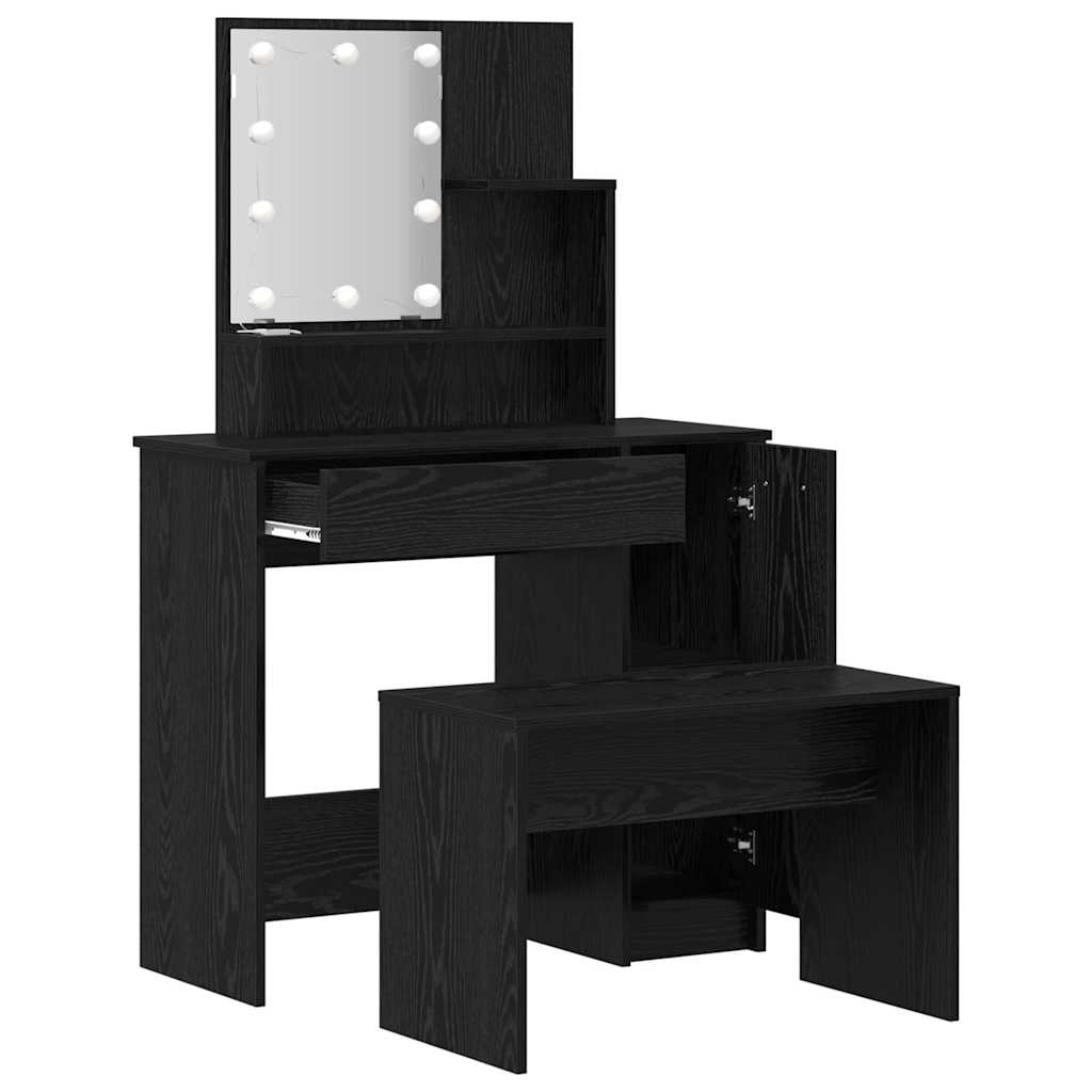 Sminkebordsett Svart eik 86.5 x 35 x 136 cm Konstruert tre