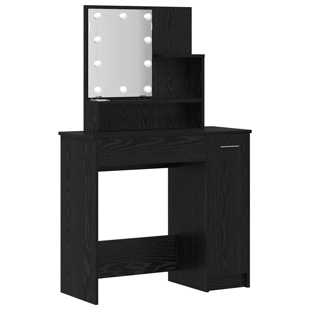 Sminkebordsett Svart eik 86.5 x 35 x 136 cm Konstruert tre