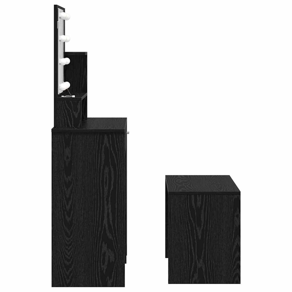 Sminkebordsett Svart Eik 86.5 x 35 x 136 cm