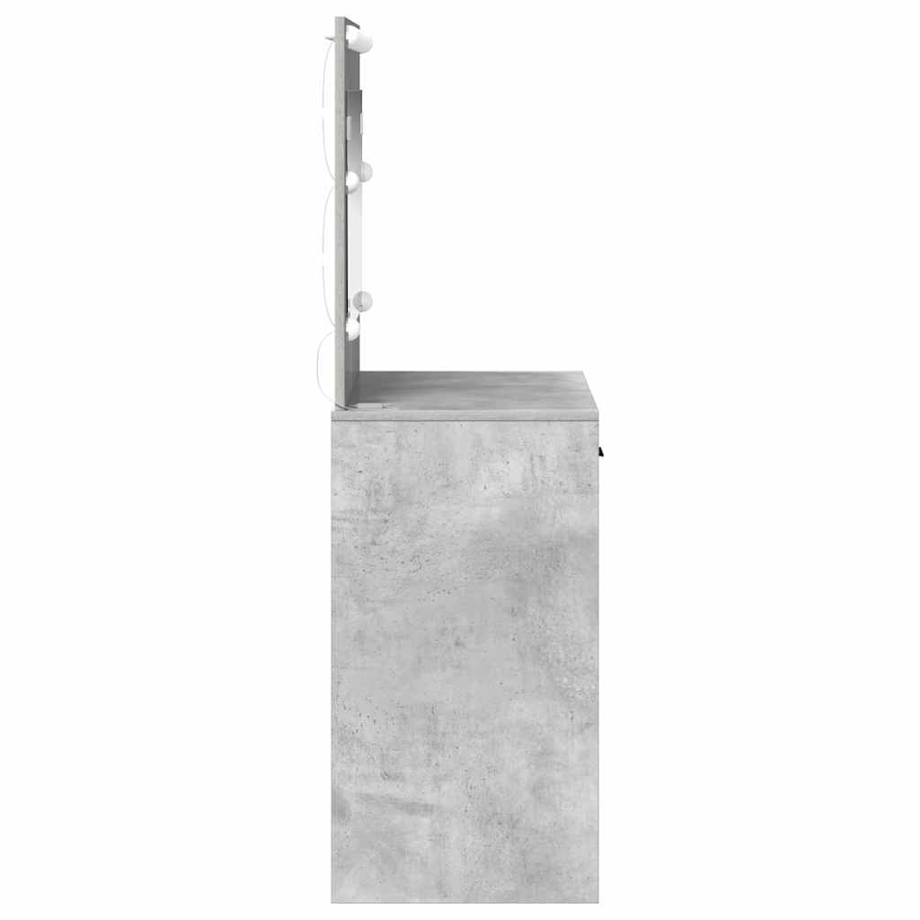 Sminkebord Betonggrå LED 78,5x41x135 cm