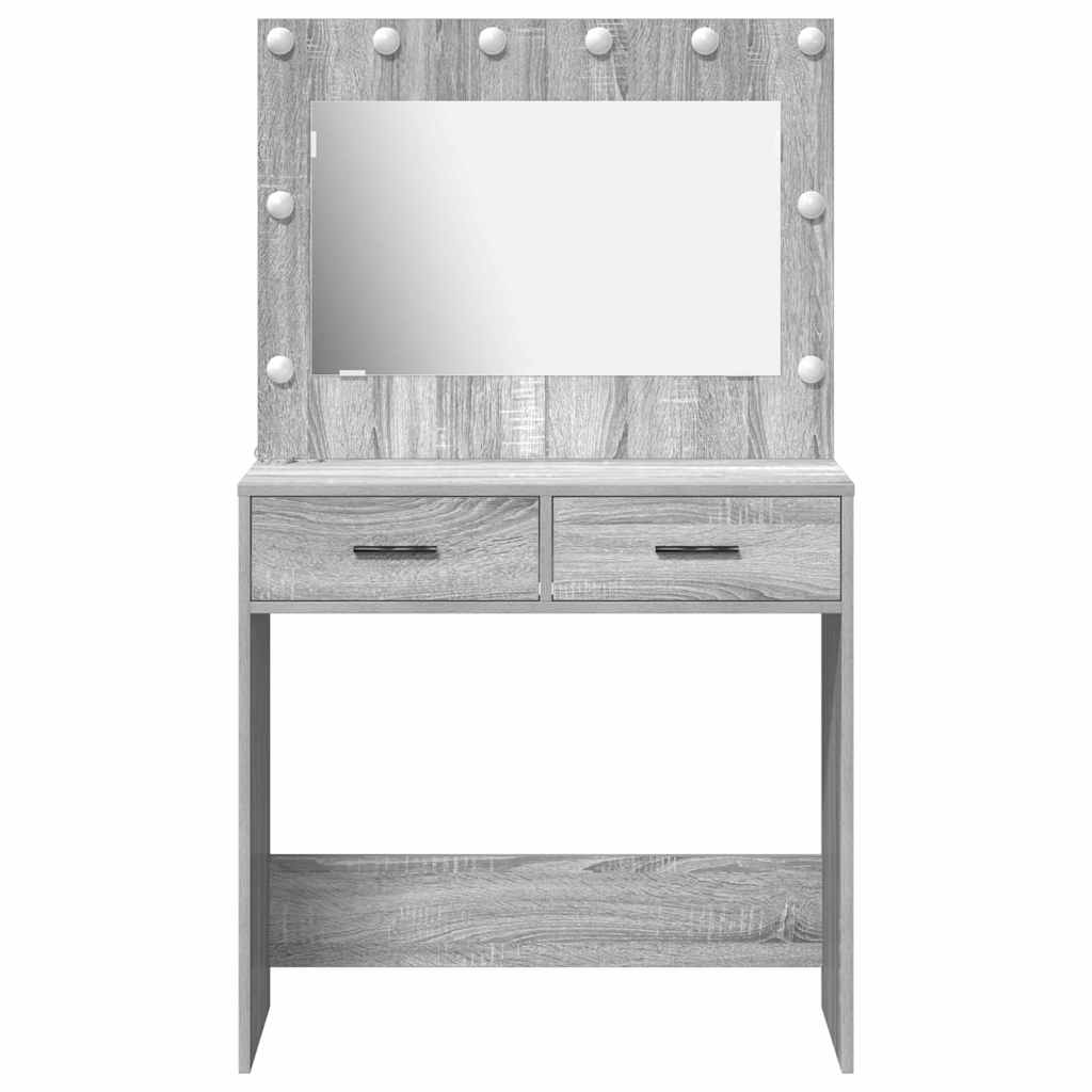 Sminkebord Sonoma Grå LED 78,5x41x135 cm