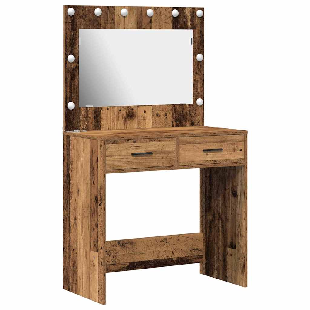 Smykkebord med LED-lys Gammel Tre 78,5x41x135 cm