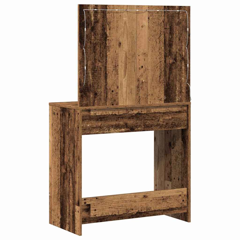 Smykkebord med LED-lys Gammel Tre 78,5x41x135 cm