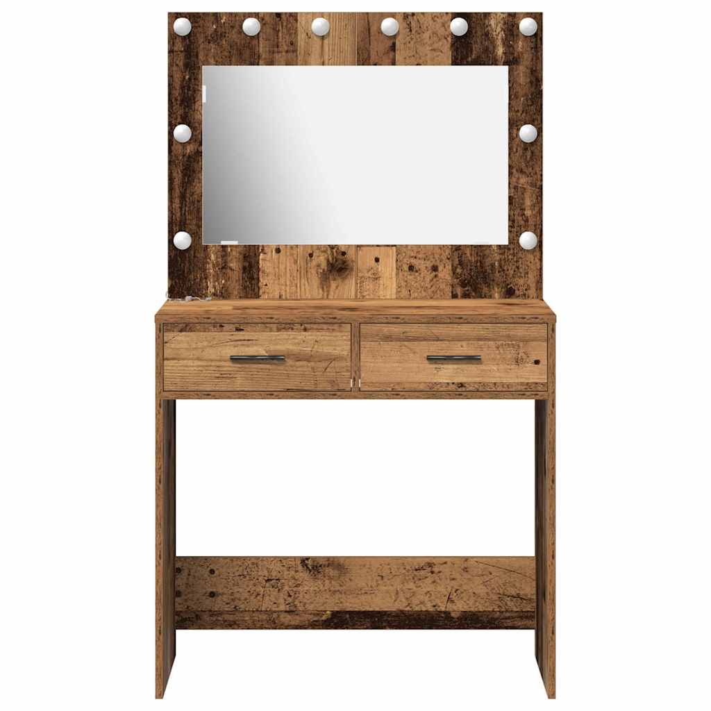 Smykkebord med LED-lys Gammel Tre 78,5x41x135 cm