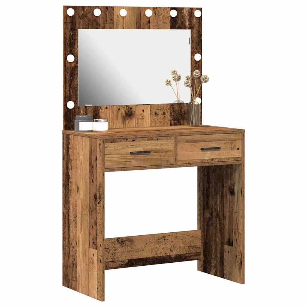 Smykkebord med LED-lys Gammel Tre 78,5x41x135 cm