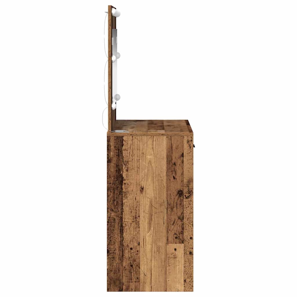 Smykkebord med LED-lys Gammel Tre 78,5x41x135 cm