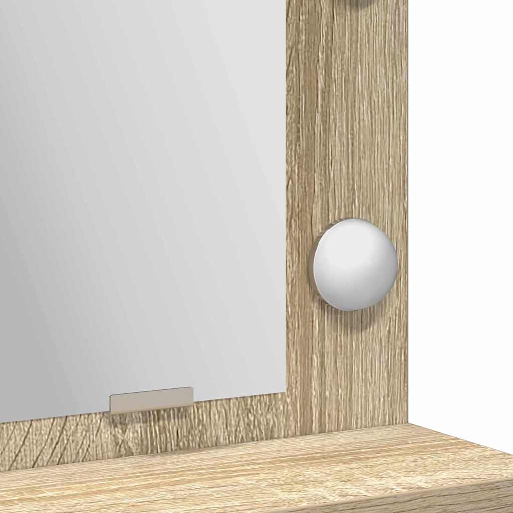 Smykkebord med LED-lys i Sonoma Eik 79x41x135 cm