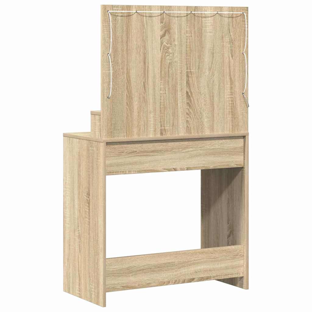 Smykkebord med LED-lys i Sonoma Eik 79x41x135 cm
