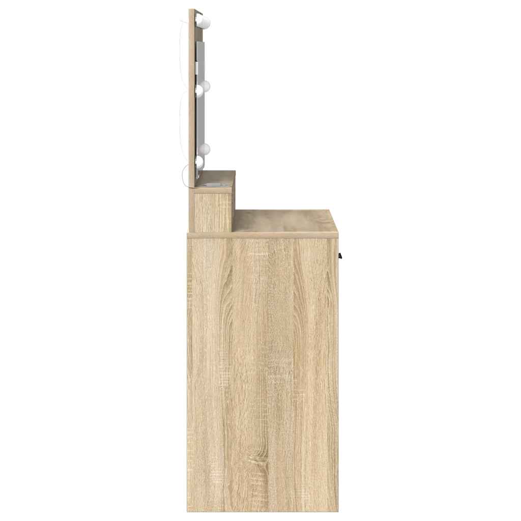 Smykkebord med LED-lys i Sonoma Eik 79x41x135 cm