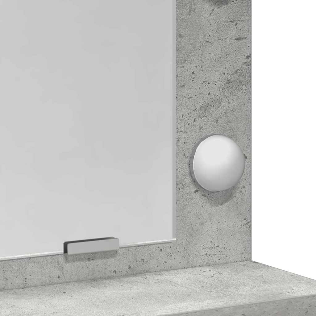 Smykkebord med LED-lamper, Betonggrå, 79x41x135 cm