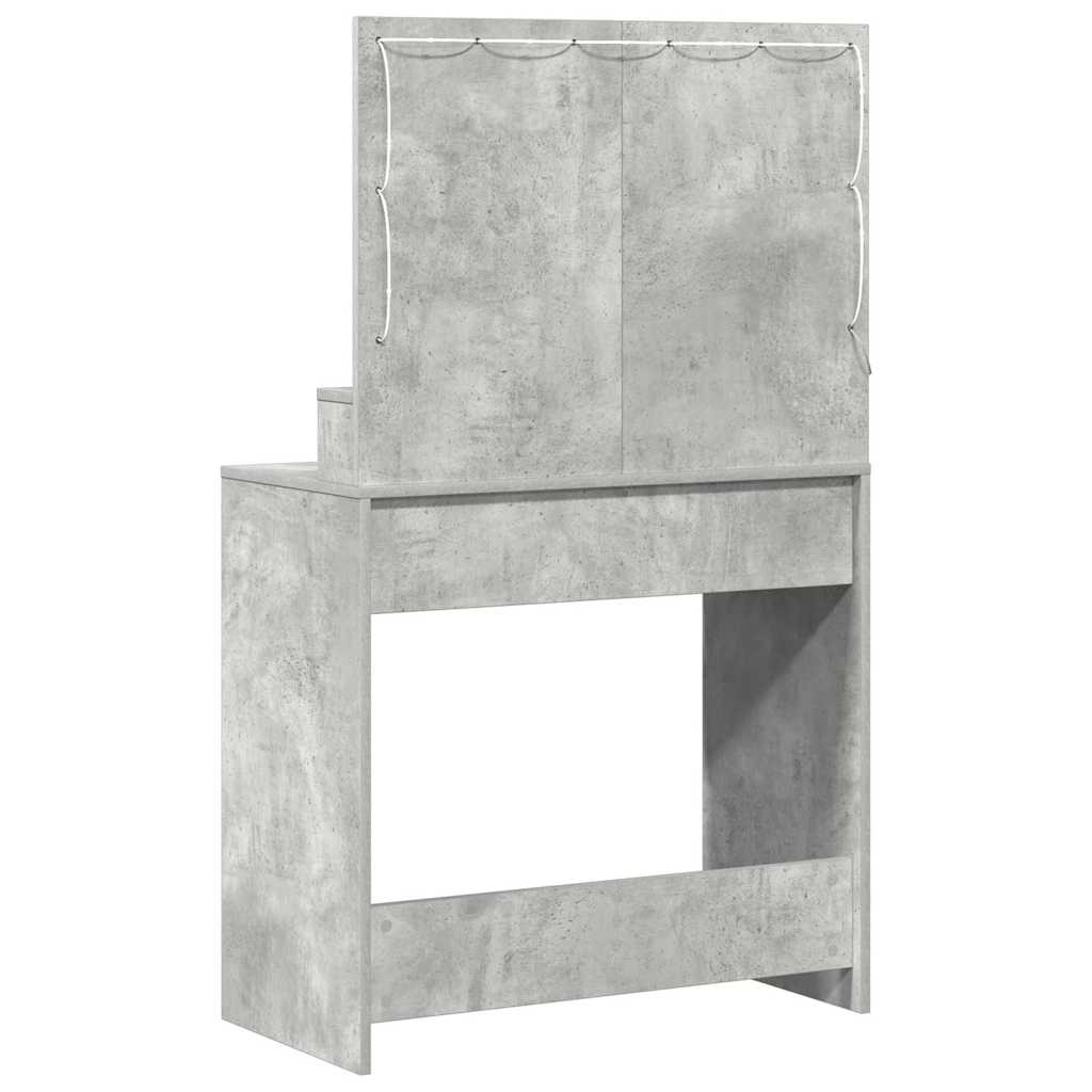 Smykkebord med LED-lamper, Betonggrå, 79x41x135 cm