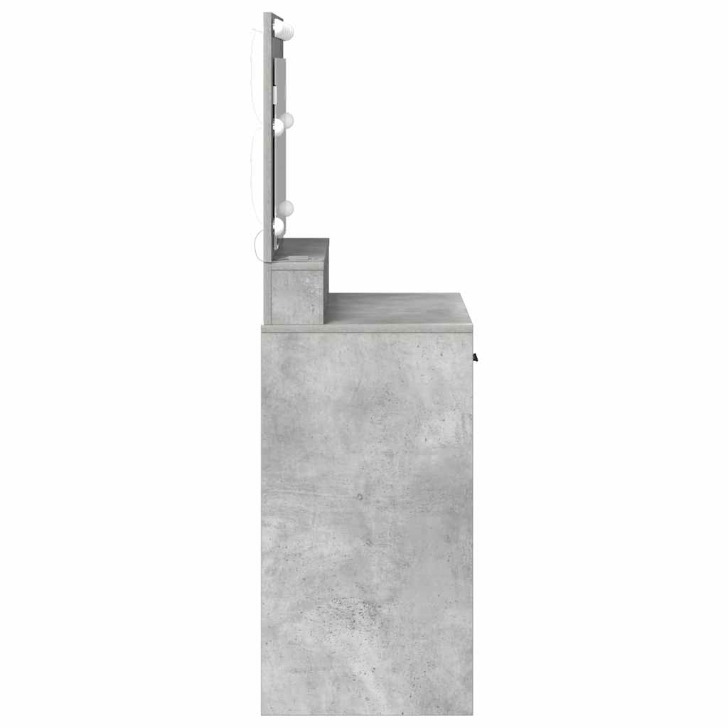 Smykkebord med LED-lamper, Betonggrå, 79x41x135 cm