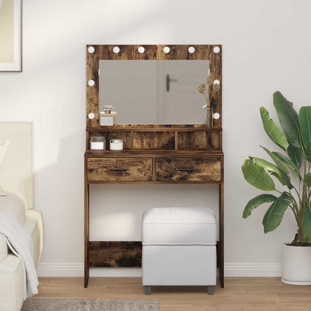 Sminkebord Røkt Eik LED 79x41x135 cm