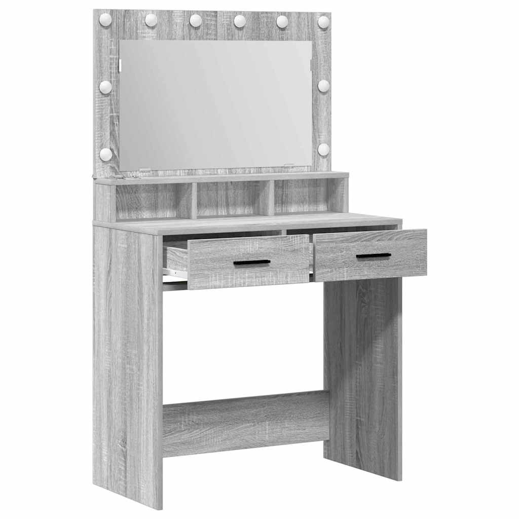 Sminkebord Sonoma Grå LED 79x41x135 cm