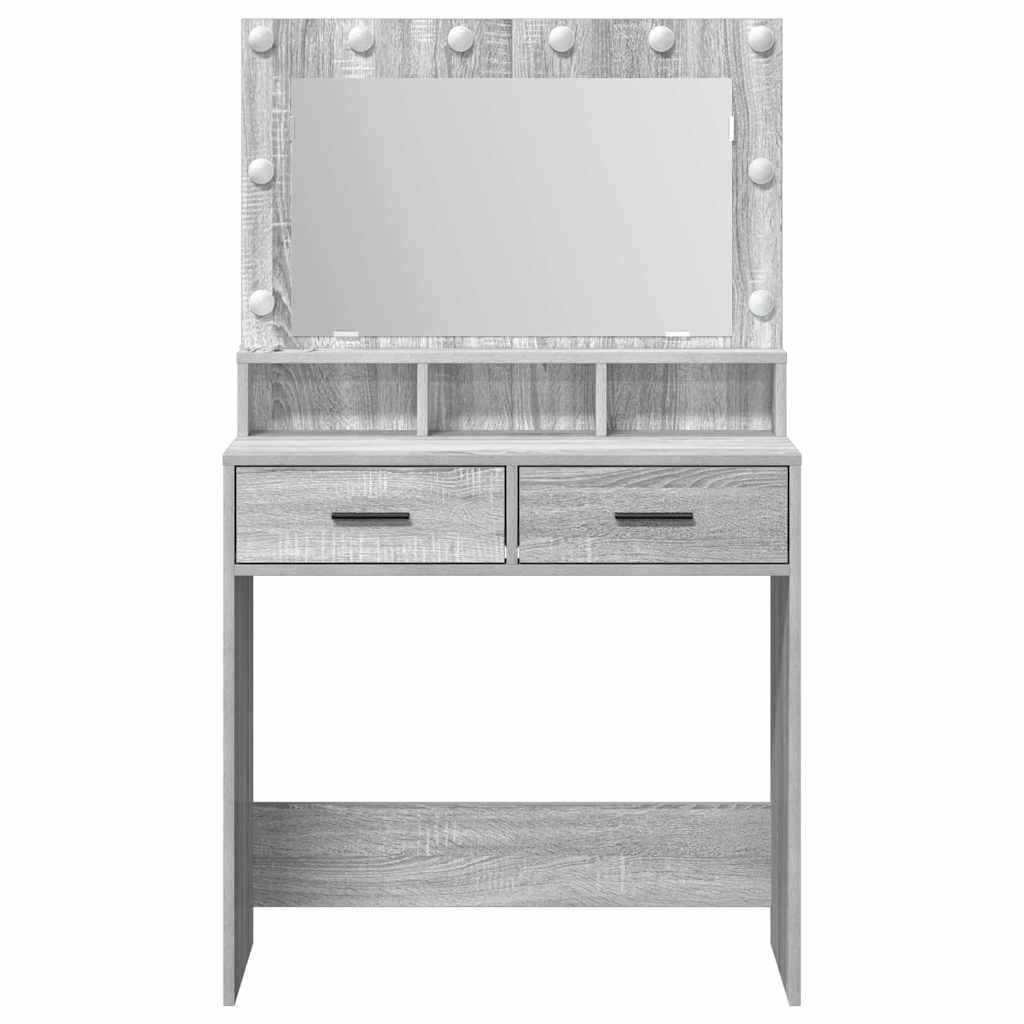 Sminkebord Sonoma Grå LED 79x41x135 cm