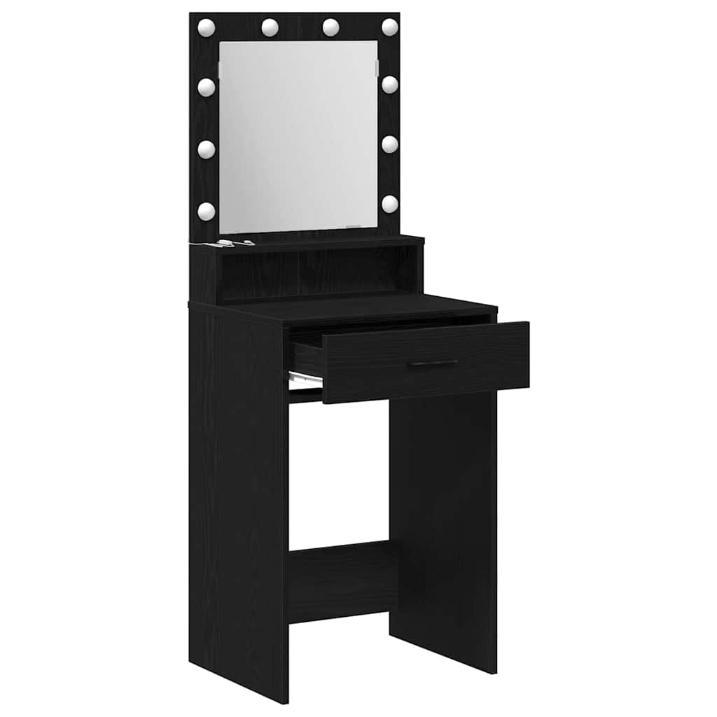 Sminkebord Svart Eik LED 50x41x135 cm