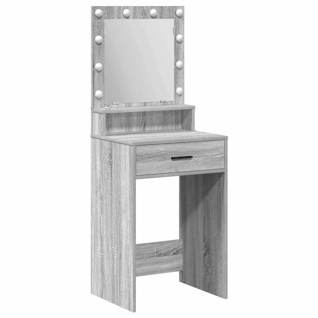 Smykkebord med LED-lamper Grå Sonoma 50x41x135 cm
