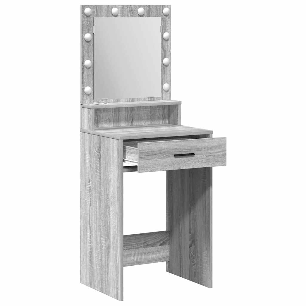 Smykkebord med LED-lamper Grå Sonoma 50x41x135 cm
