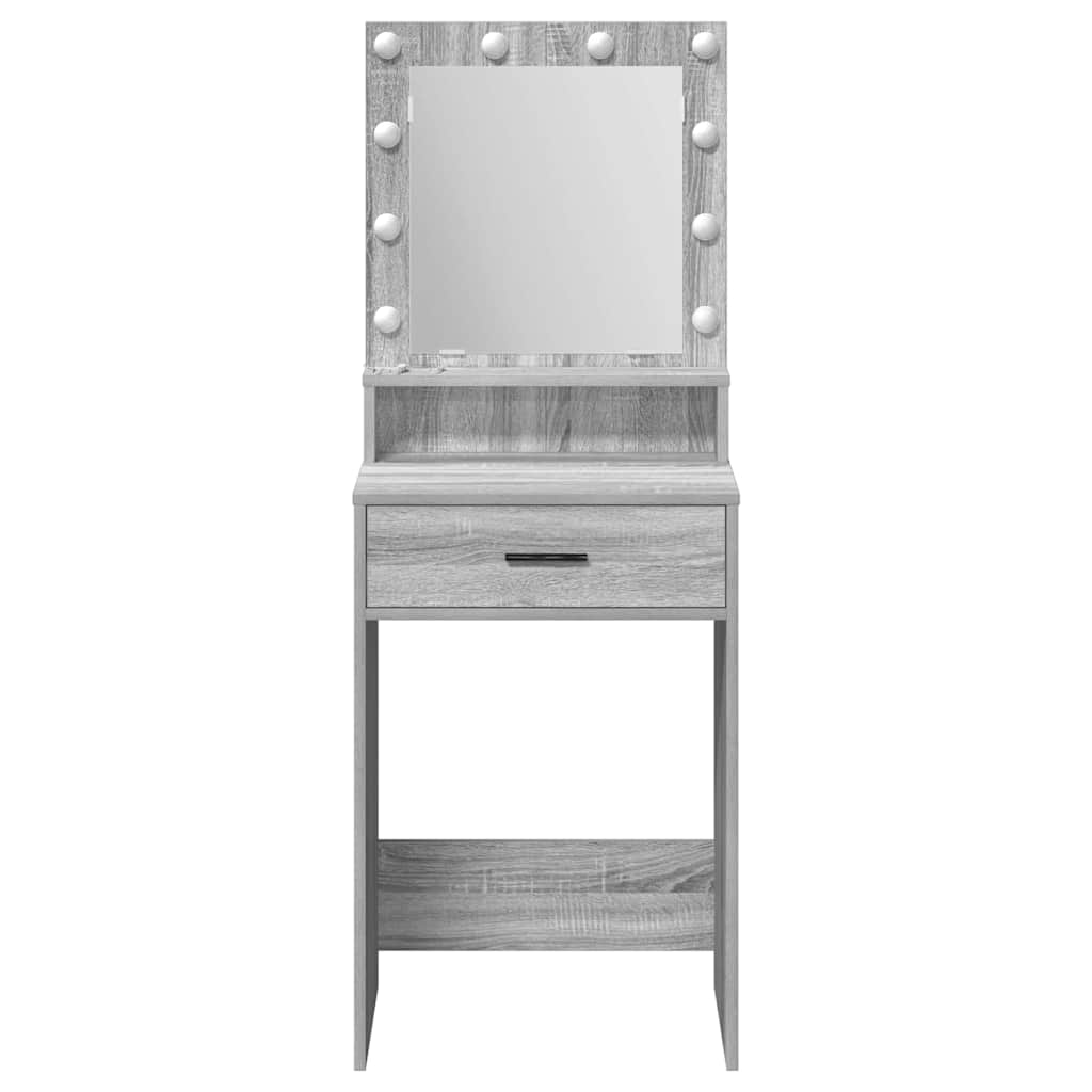 Smykkebord med LED-lamper Grå Sonoma 50x41x135 cm