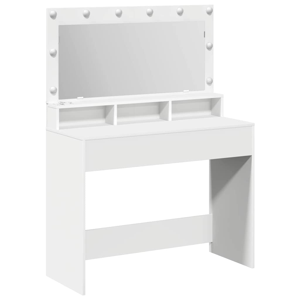 Sminkebord Hvit LED 100x41x135 cm