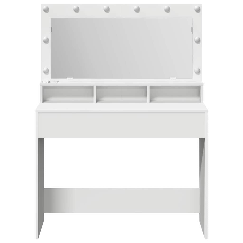 Sminkebord Hvit LED 100x41x135 cm