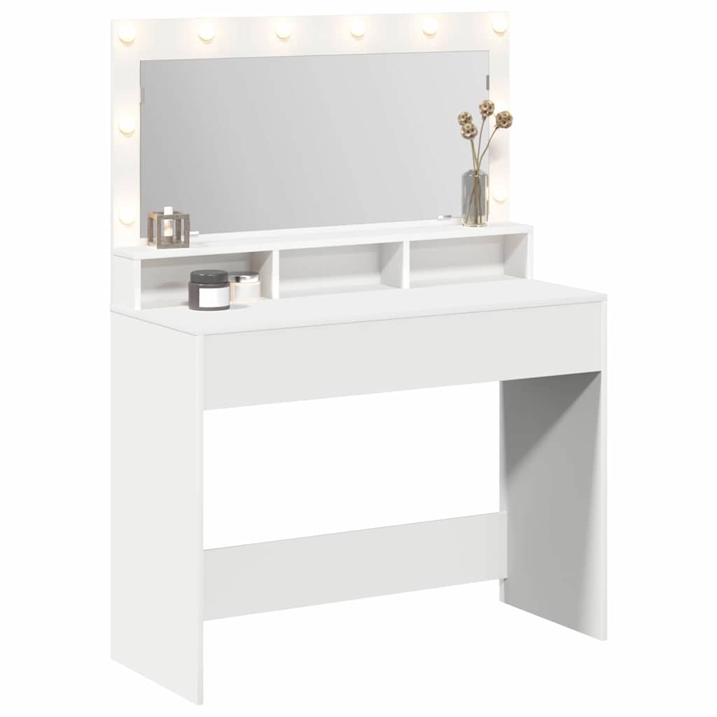 Sminkebord Hvit LED 100x41x135 cm