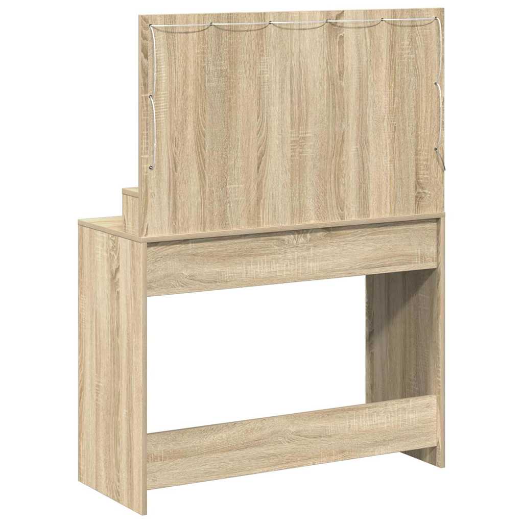 Smykkebord med LED-lys i Sonoma Eik, 100x41x135 cm