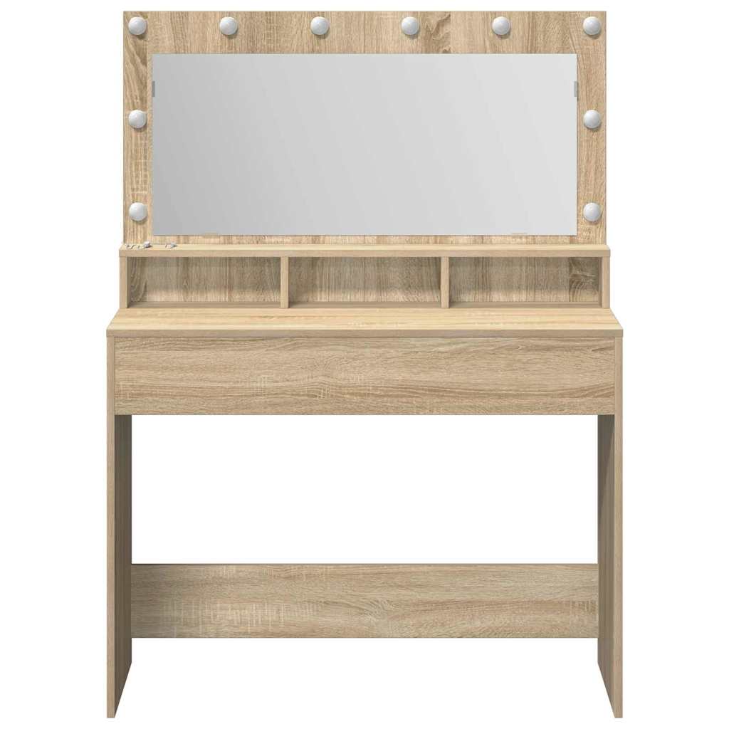 Smykkebord med LED-lys i Sonoma Eik, 100x41x135 cm