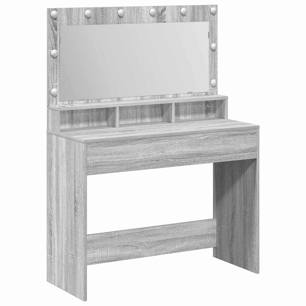 Sminkebord Sonoma Grå LED 100x41x135 cm