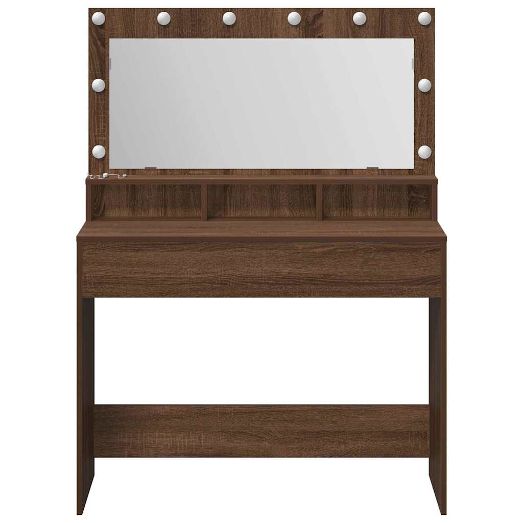 Sminkebord Brun Eik LED 100x41x135 cm