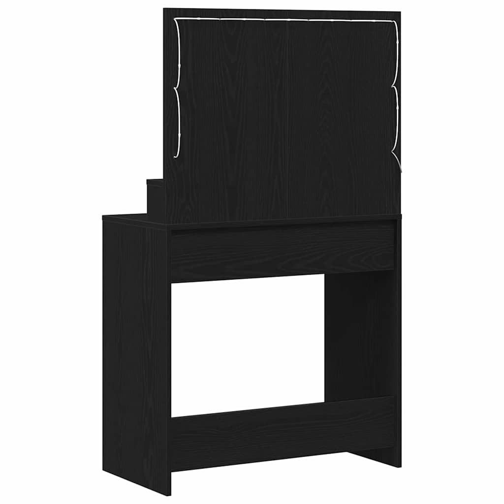 Smykkebord med LED-lamper - Svart Eik 79x41x135 cm