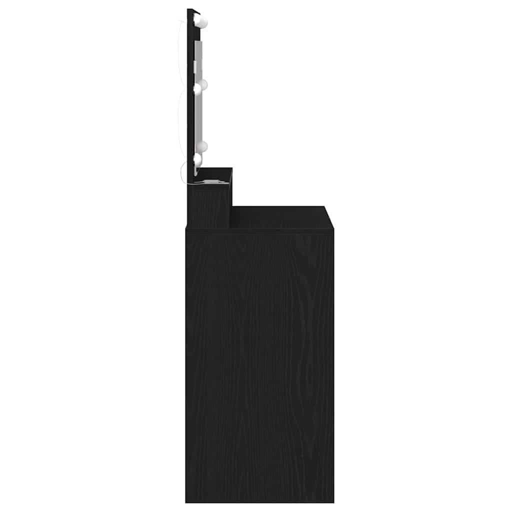 Smykkebord med LED-lamper - Svart Eik 79x41x135 cm