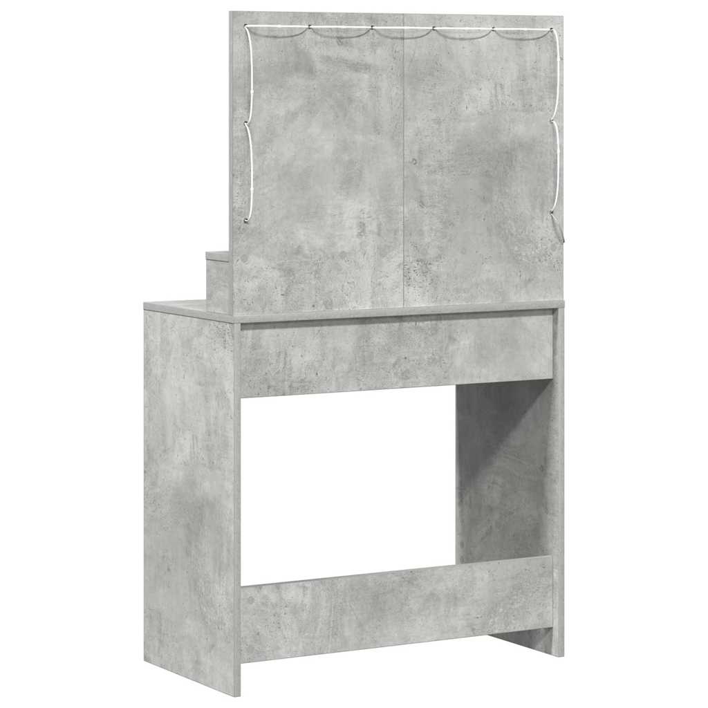 Sminkebord Betonggrå LED 79x41x135 cm