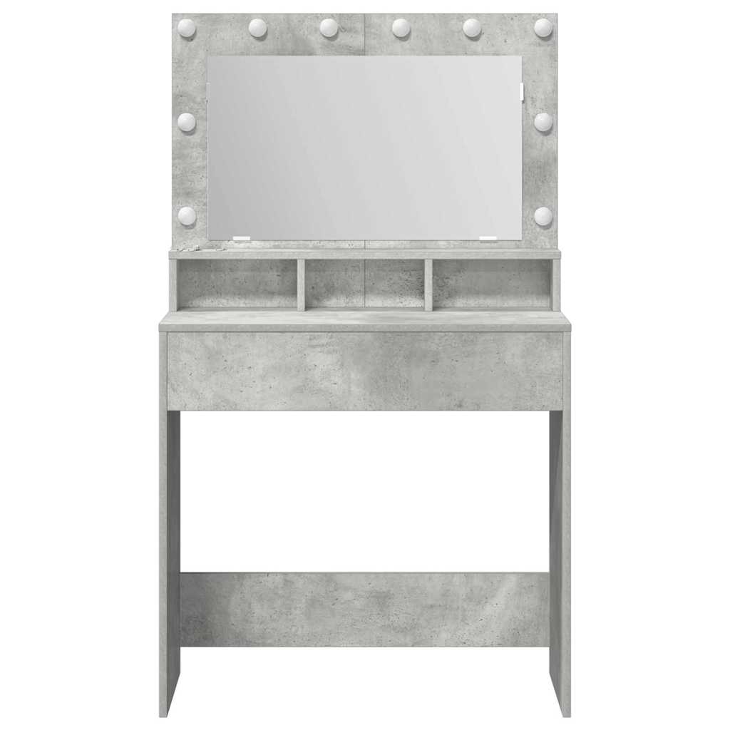 Sminkebord Betonggrå LED 79x41x135 cm