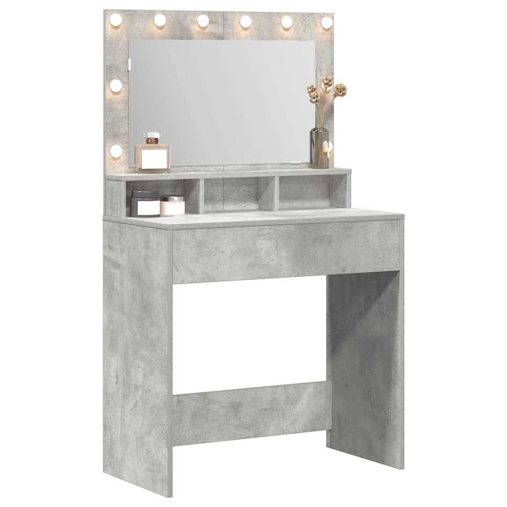 Sminkebord Betonggrå LED 79x41x135 cm