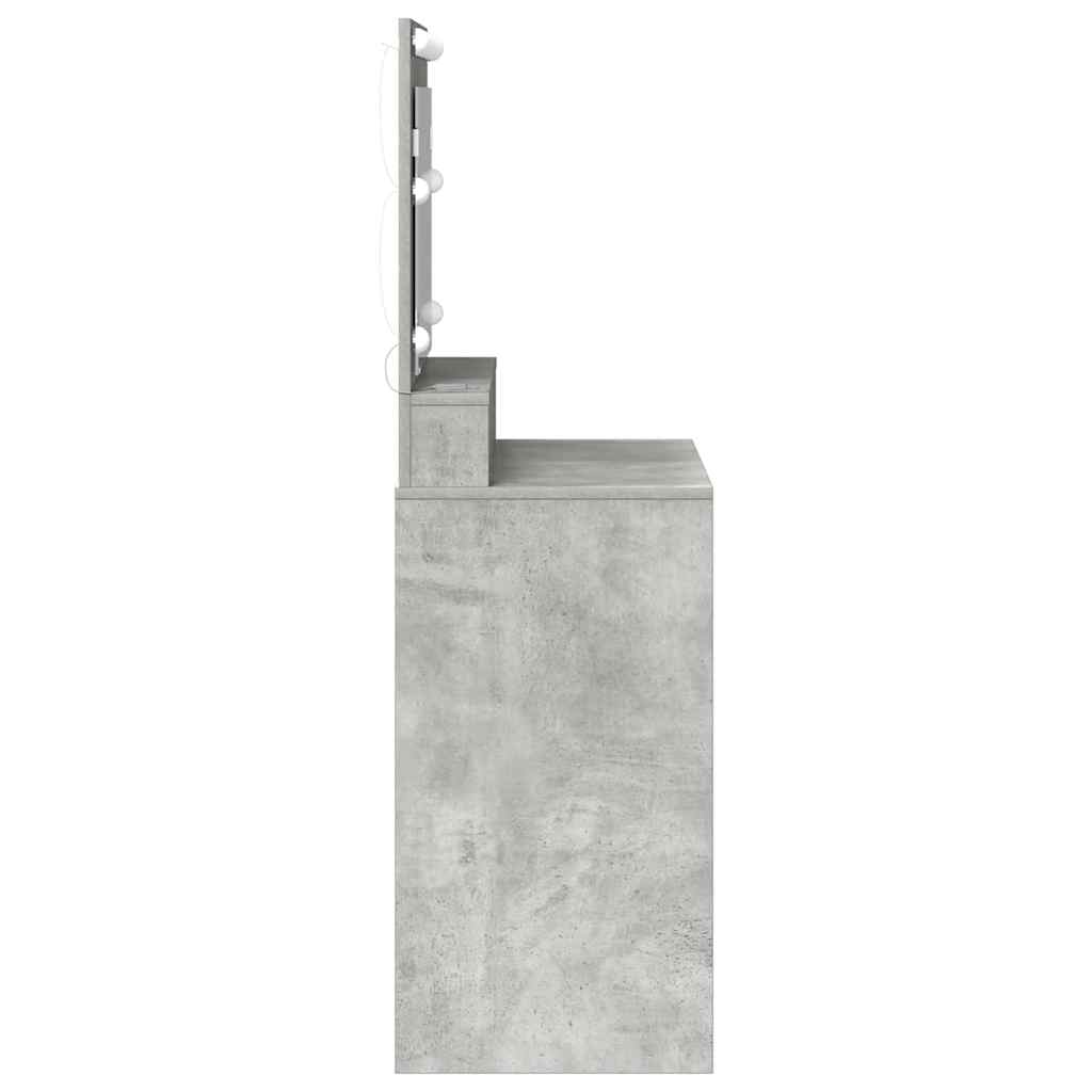 Sminkebord Betonggrå LED 79x41x135 cm