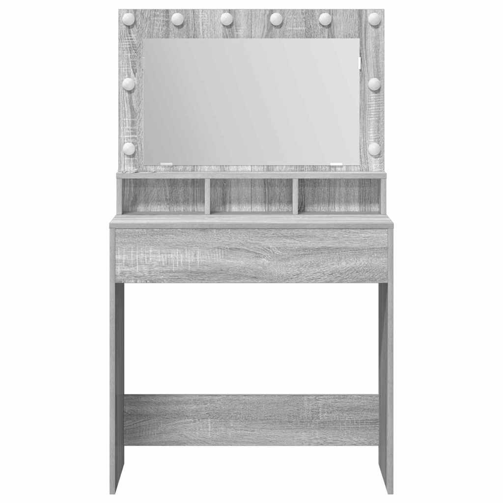 Sminkebord Sonoma Grå LED 79x41x135 cm